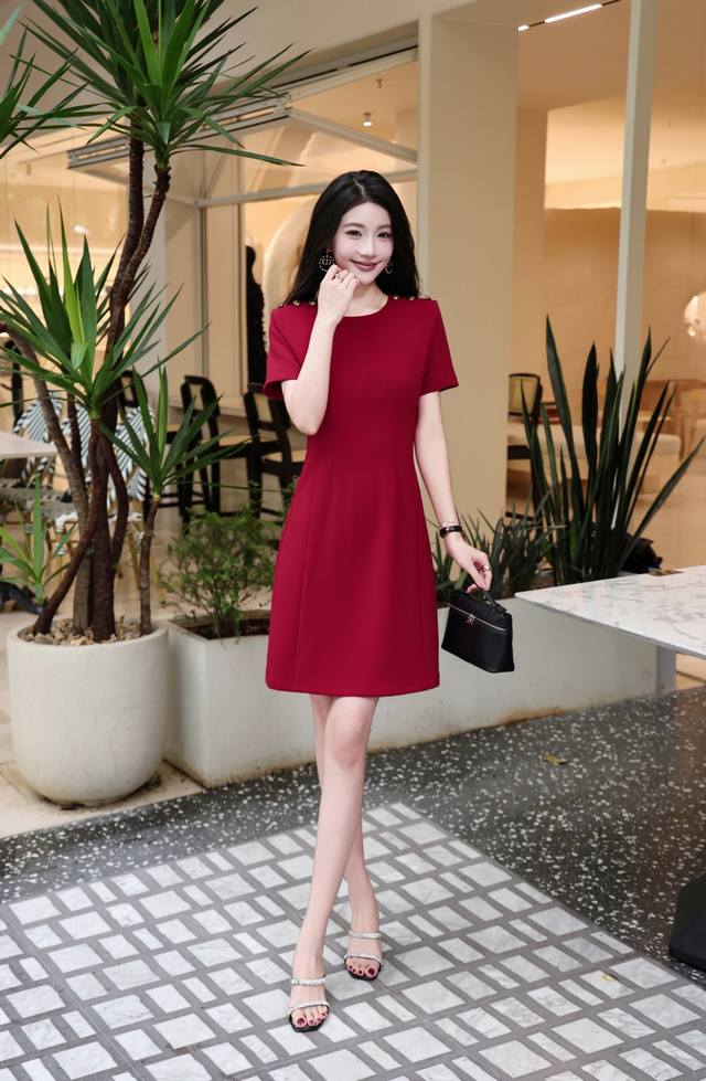 Dress Navy blue pink dark red 5 sizes S~Xxl -- 2025 new style neoclassical high