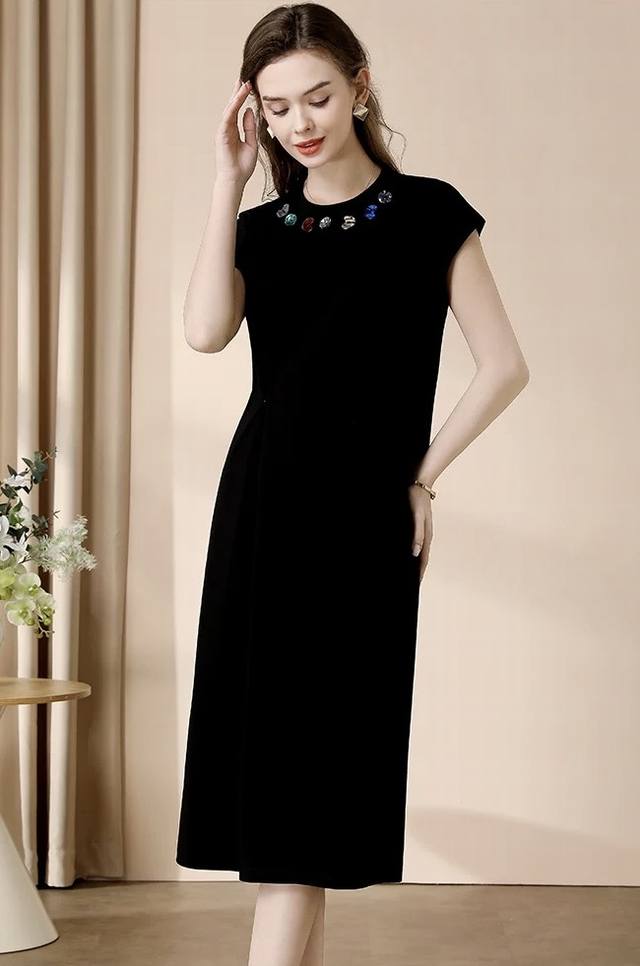 Dress Summer hot-selling recommendation French retro simple shell button design