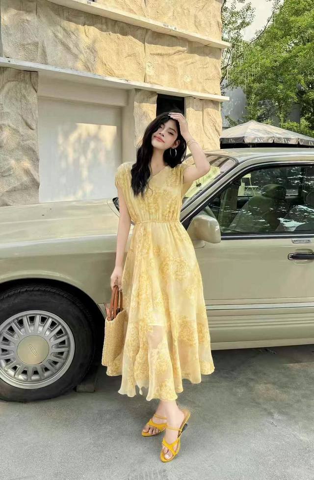 dress 2670 summer new product high-grade touching silk jacquard goddess style ex