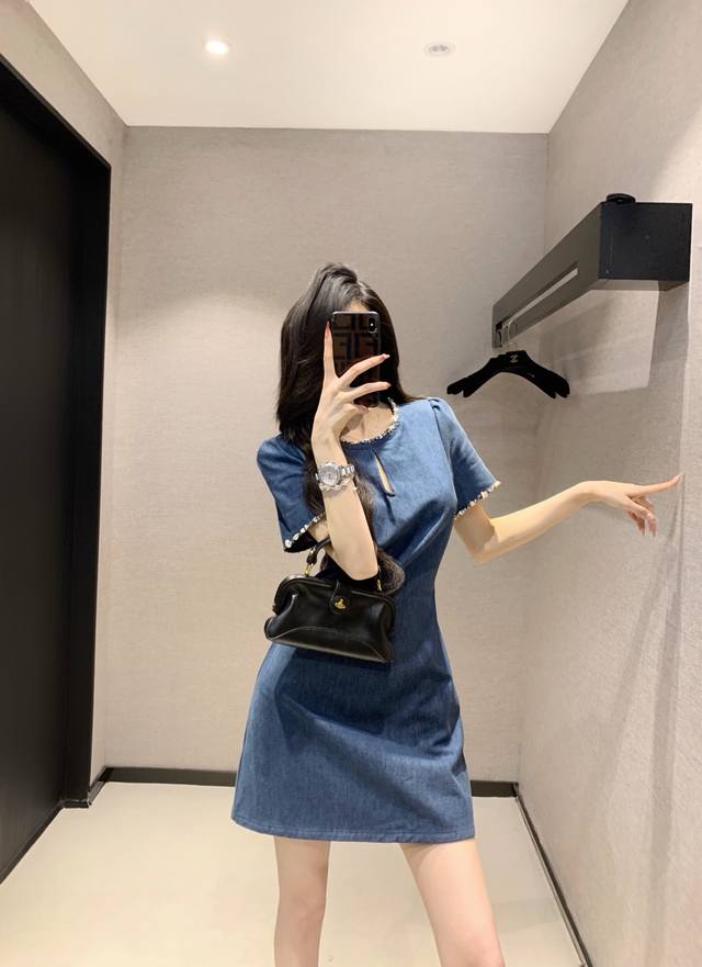 Dress Hot item recommendation Elegant design, beautiful beaded collar denim dres