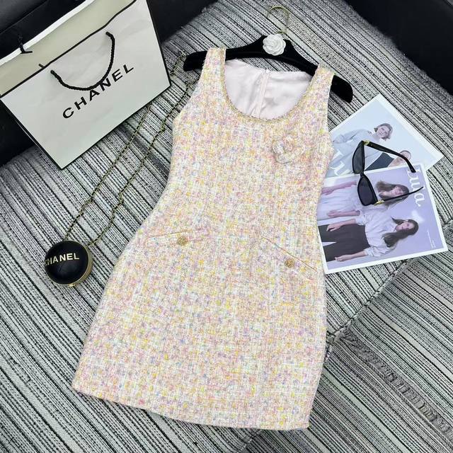 Highly recommended 25th spring and summer series Cha* new tweed vest dress with