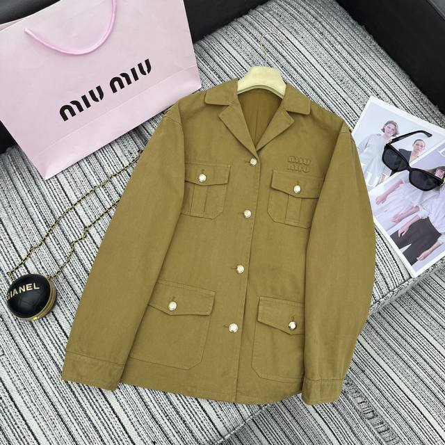 Highly recommended 25th year early spring series Miu * new denim lapel jacket lo