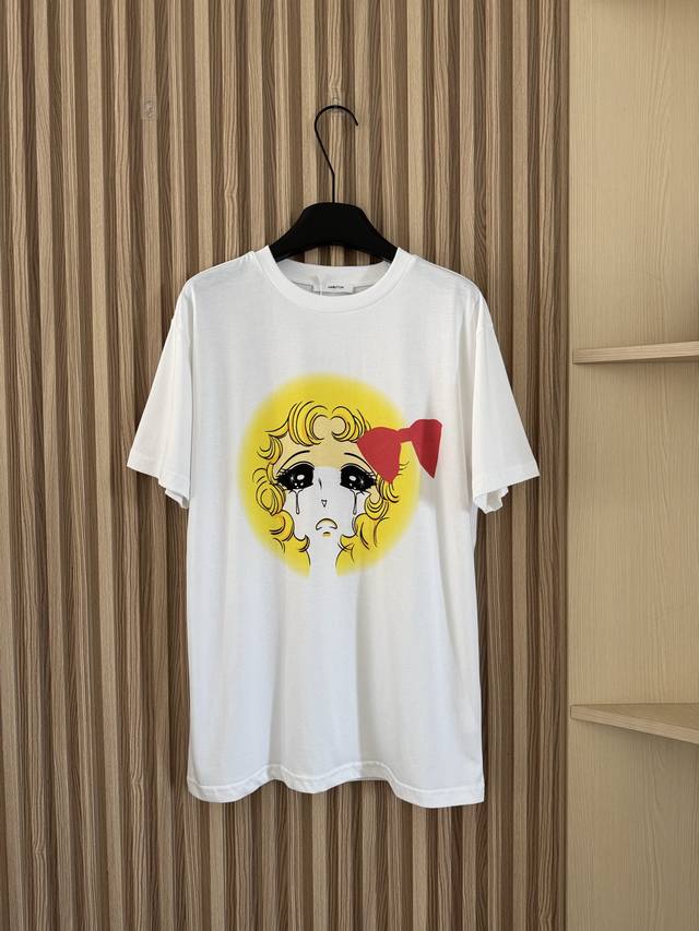 New summer style beautiful girl printed short-sleeved shirt, round neck crying d