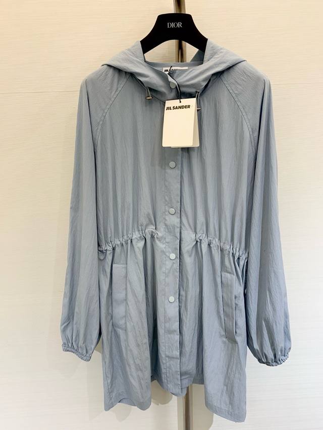 New spring and summer minimalist light blue hooded sun protection jacket, loose