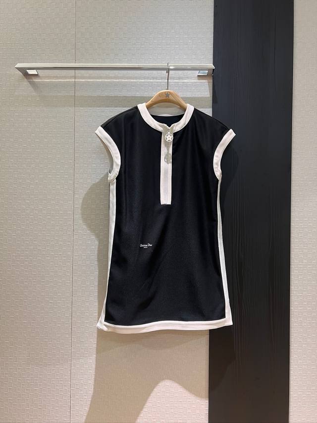 New arrival contrast color black and white drop shoulder sleeveless dress straig