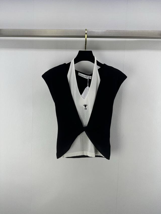 Dio *New details 25 Summer new knotted knitted halter neck vest Custom blended y