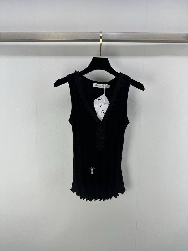 Dio* New details 25 Summer new lace V-neck vest pattern three-dimensional embroi