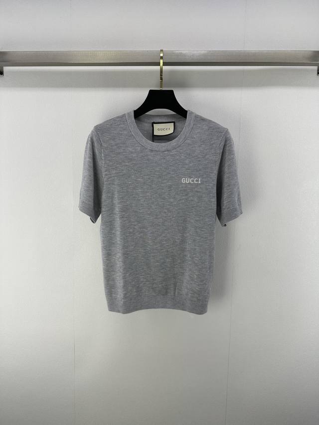 Gucc* New details 25 Summer new logo letter knitted short sleeves custom Yb silk