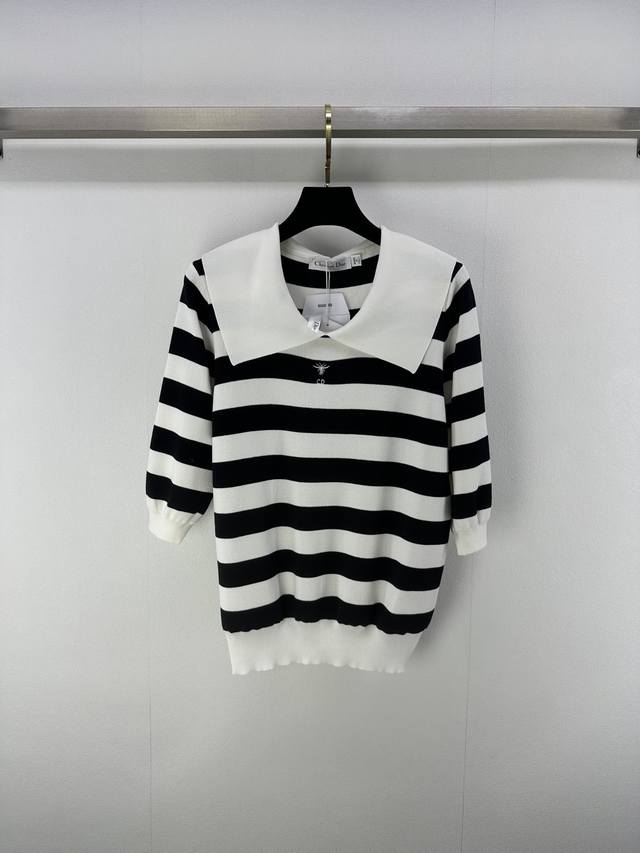 Dio* New details 25 Summer new style lapel striped short sleeve lapel highlights