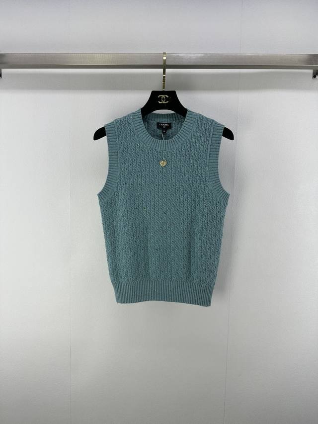 Chane* New details 25A Spring and summer new knitted round neck grain vest custo