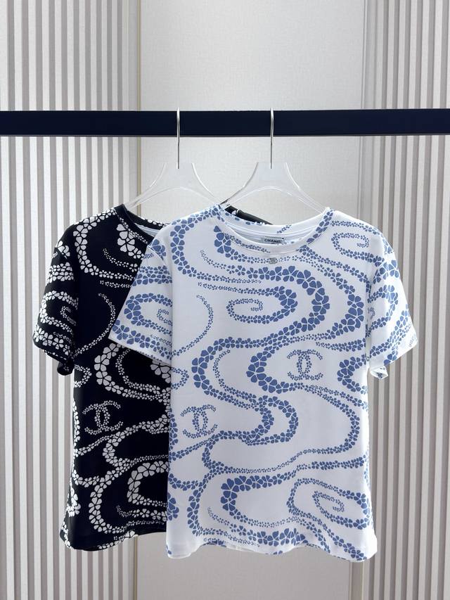 Ch-Y, , Chanel's new round-neck printed short-sleeved T-shirt Customized merceri