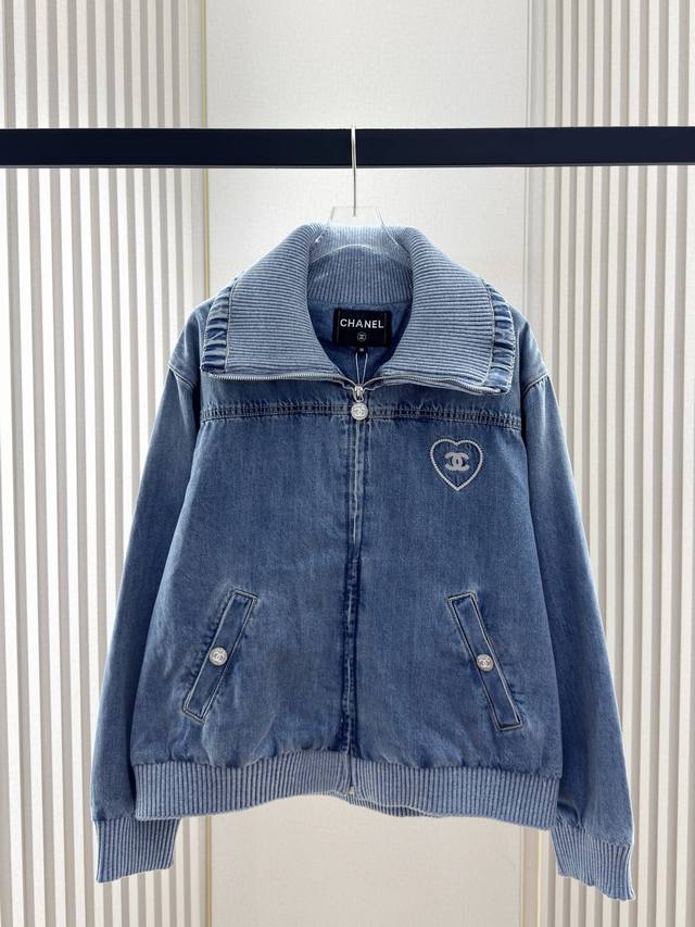 Ch-Y, Chanel's new Coco Beach series logo embroidered lapel denim jacket Importe