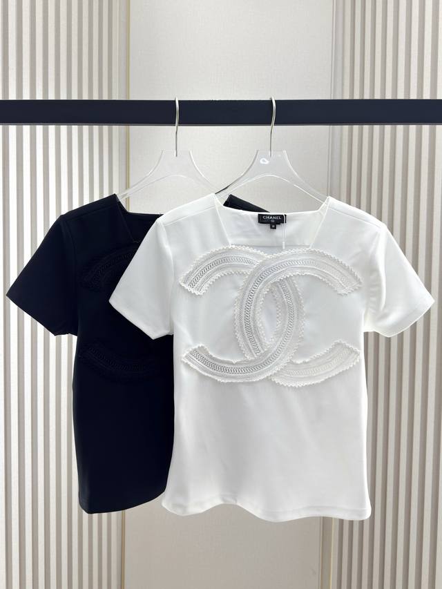 Ch-Y, , Chanel's new hollow logo short-sleeved T-shirt Custom imported fabrics,