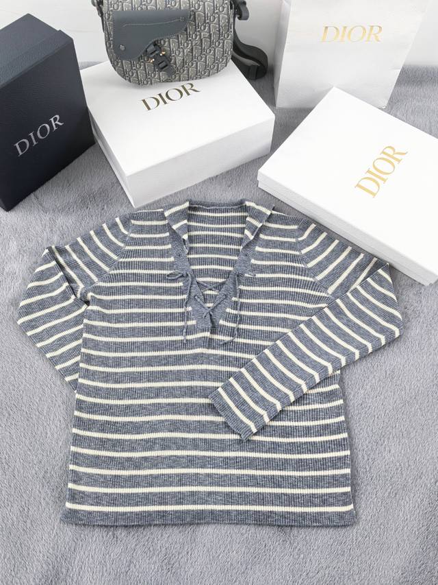 Dior navy collar striped long sleeve pullover Yb1:1 three sizes in stock