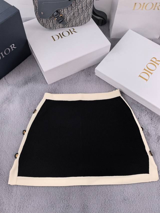 Dior contrast color button skirt Yb1:1 Three sizes in stock