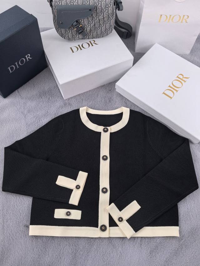 Dior contrast color round neck cardigan Yb1:1 Three sizes in stock