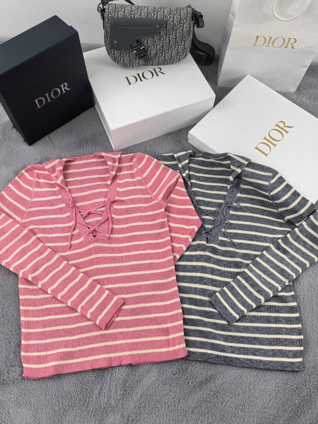Dior navy collar striped long sleeve pullover Yb1:1 two colors and three sizes i
