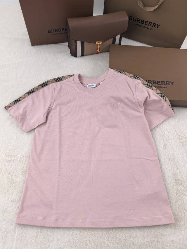 Burberry pink warhorse embroidered cotton T Yb1:1 three sizes in stock
