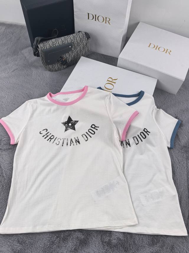 Dior five-pointed star letter printed cotton T Yb1:1 two colors and three codes