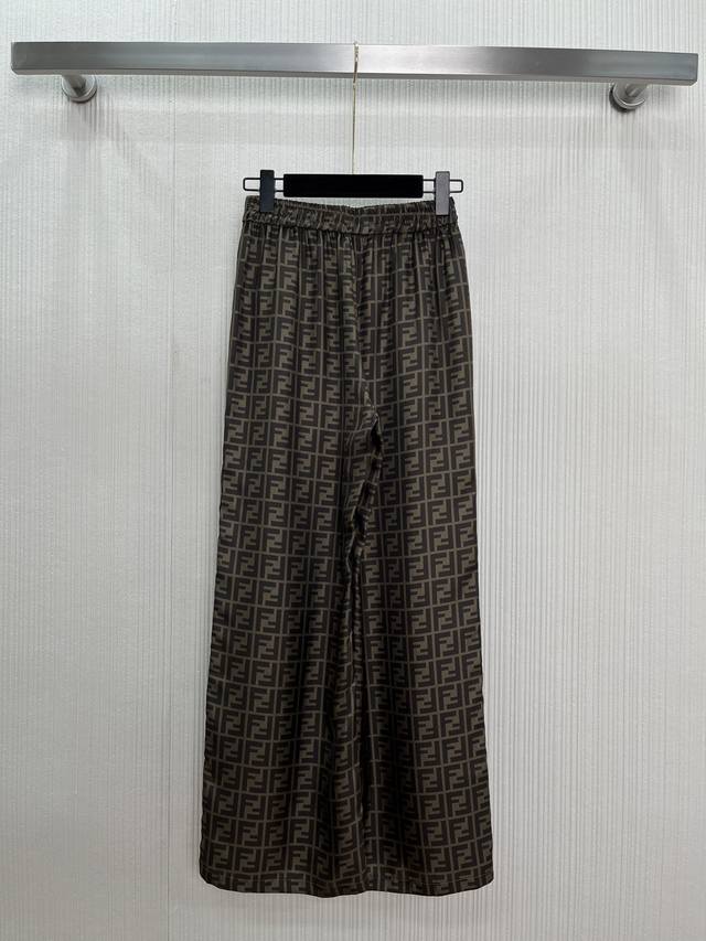 New arrival~Fen* 25 new classic monogram Ff letter print silk trousers! 100% sil