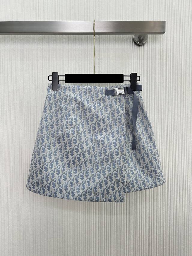 New arrival~Missd blue and white series classic monogram side skirt pants, impor