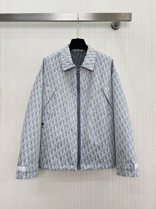 New arrival~Missd blue and white series classic monogram lapel jacket, imported
