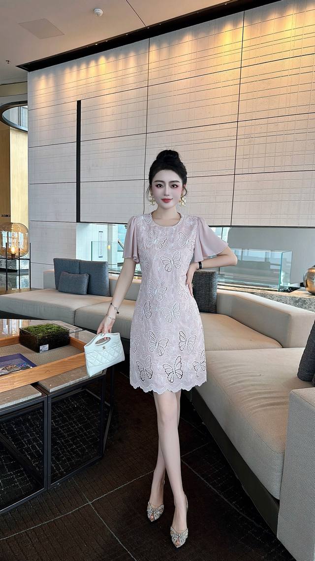 dress Dress new thin style recommended Dior's latest heavy-duty butterfly embroi