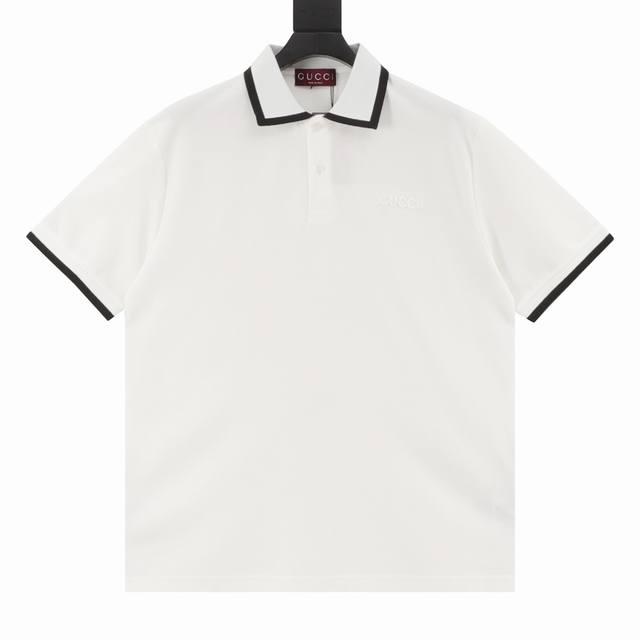 Gucci Guc contrasting color collar letter laser embroidery short-sleeved Polo sh
