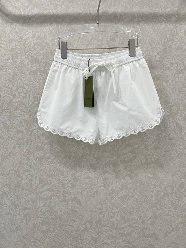 Gucc* 25 new style hollow hem shorts customized Yb imported twill cotton materia