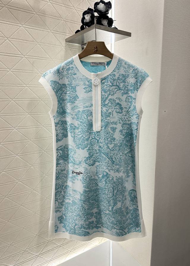 Dio* New arrival Half-open knitted jacquard vest dress Customized Yb imported ya