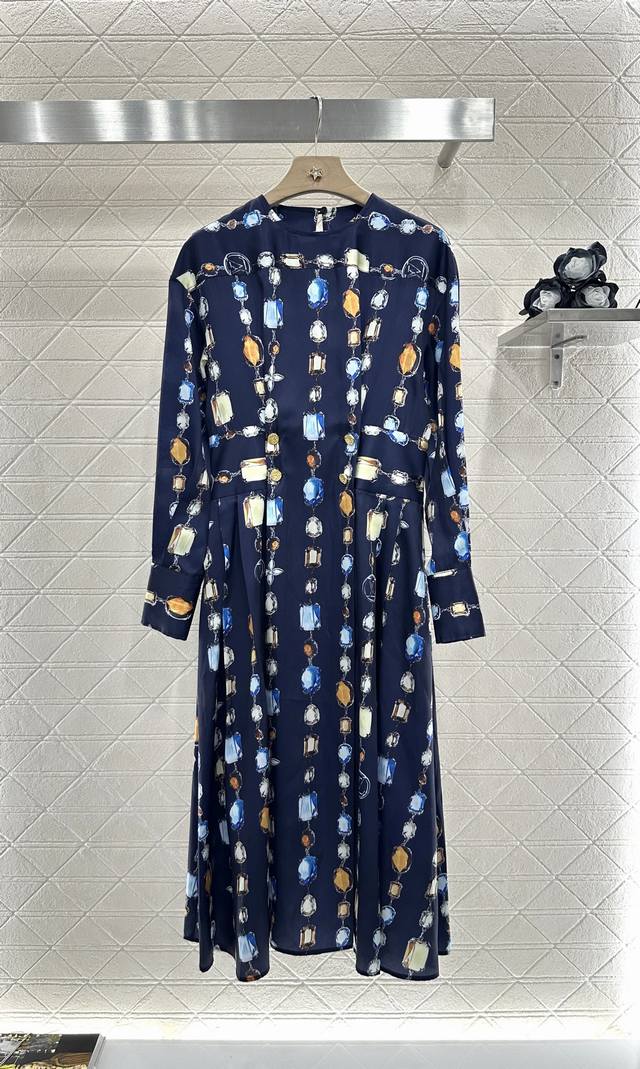 Louis Vuitto*2025 new arrivals printed waist dress custom Yb imported twill mate