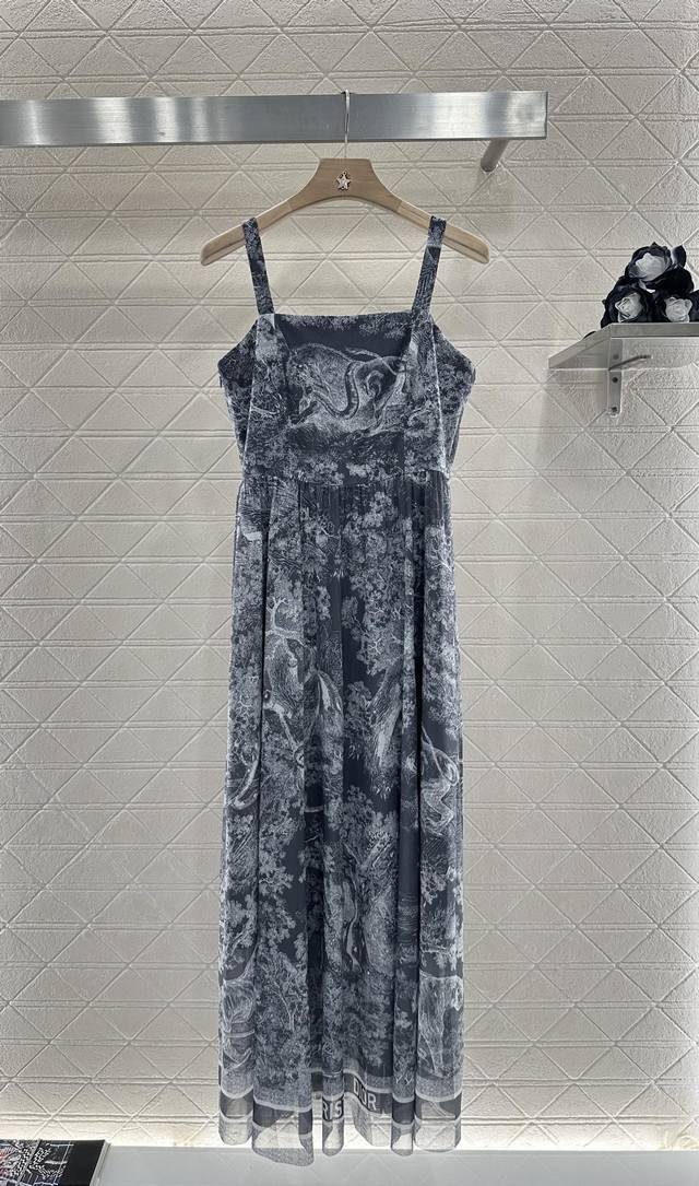 Dio*2025 new arrivals printed suspender dress custom Yb imported material textur