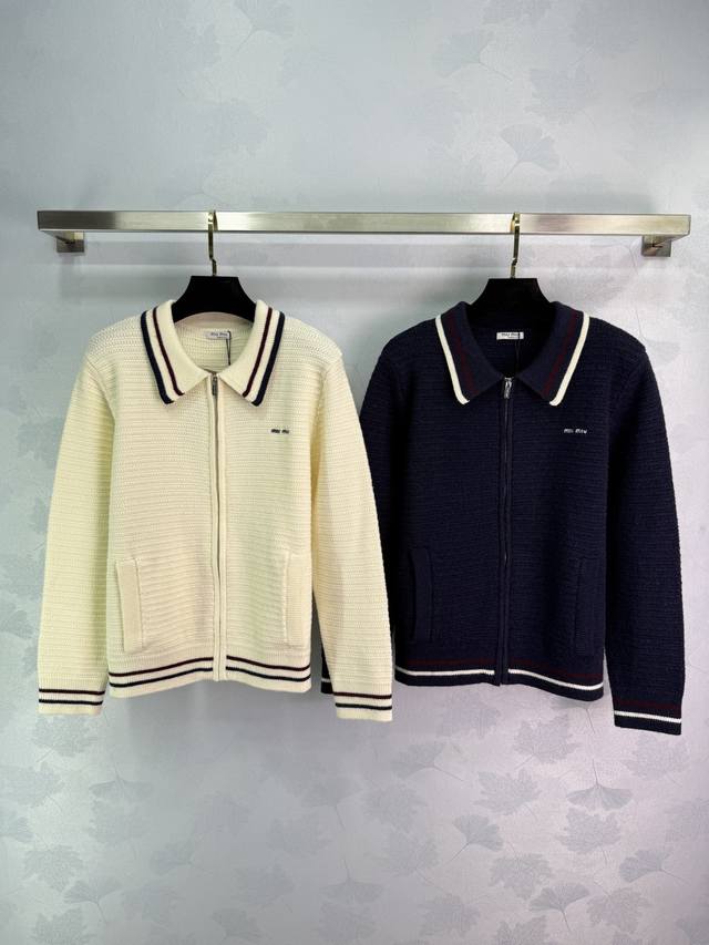 Miumi*2025 Early Autumn latest series! Lapel long-sleeved cardigan! Customized m
