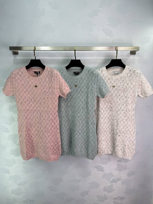 Chane*2025 Spring and Summer new leaf knitted short-sleeved dress Customized Yb