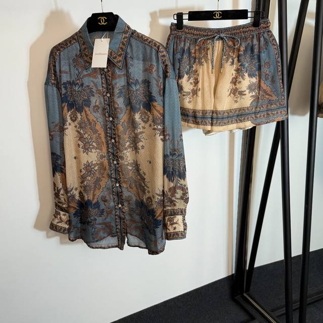 Style No. 20253817 Zimmermann new suit, retro color matching flower print long-s