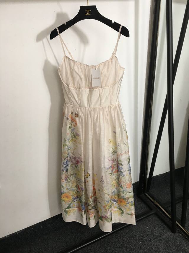 Style No. 2258 Zimmermann new colorful flower print cool suspender dress, off-wh