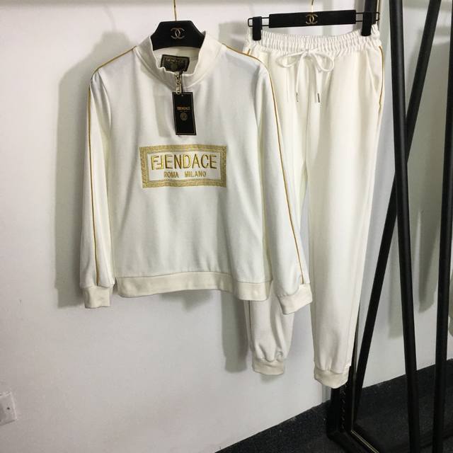 Style No. 6923 Fend* X Versace* new sports suit, gold thread embroidered letters