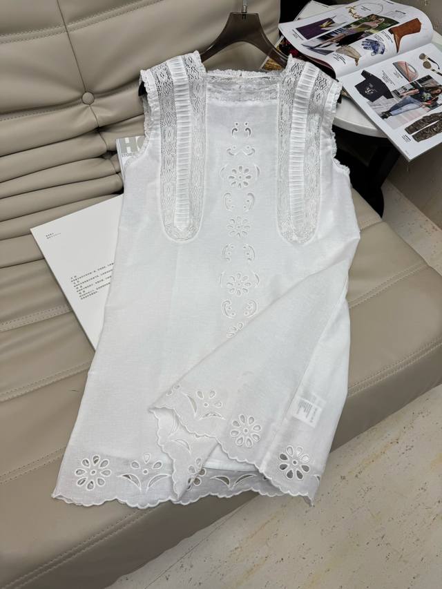 French holiday style hollow embroidery square collar dress natural romantic brea