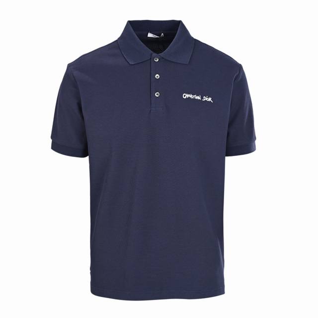 High version Dior Cd four-color cursive embroidered letter short-sleeved Polo sh