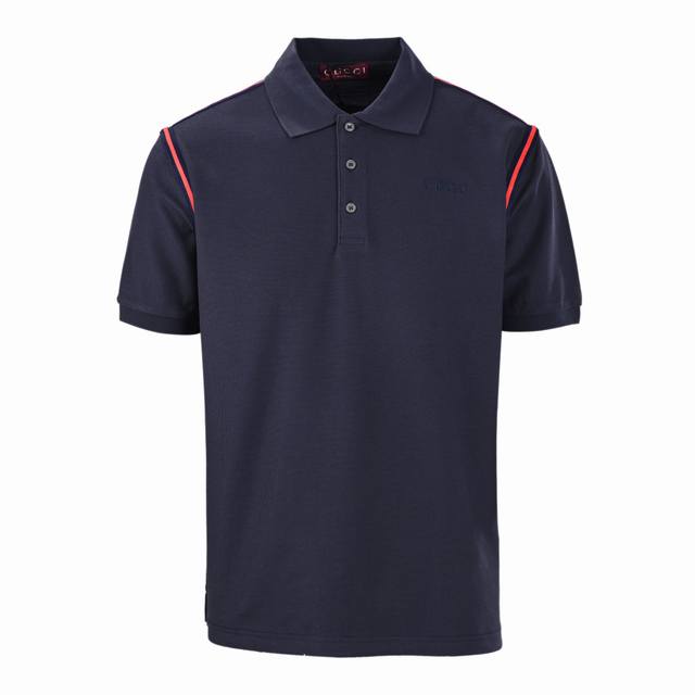 High version Gucci Gucci webbing stitching short-sleeved Polo shirt The fabric i