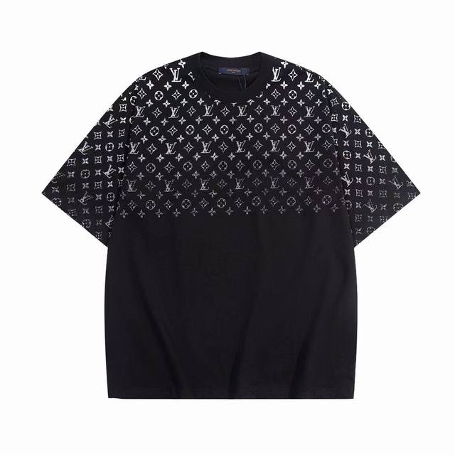Lv24 early spring new style, Monogram old flower gradient short-sleeved T-shirt,