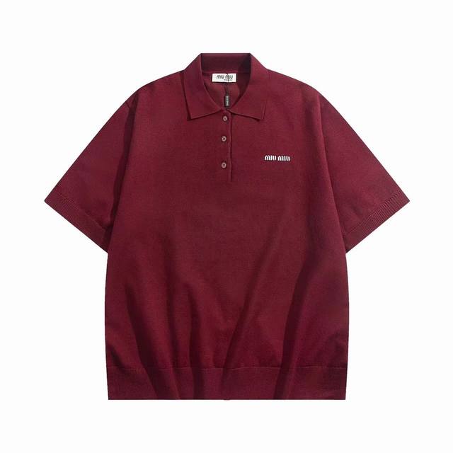 Miumiu 24Ss show style thin wool knit short-sleeved Polo, this show style origin