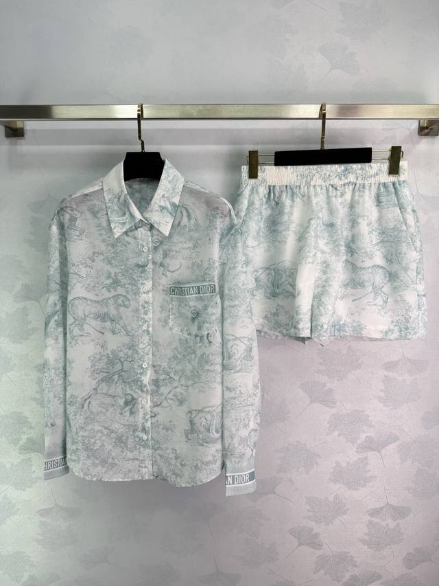 Dio* 2025 Spring and Summer New Series! Printed Pocket Lapel Shirt Elastic Waist