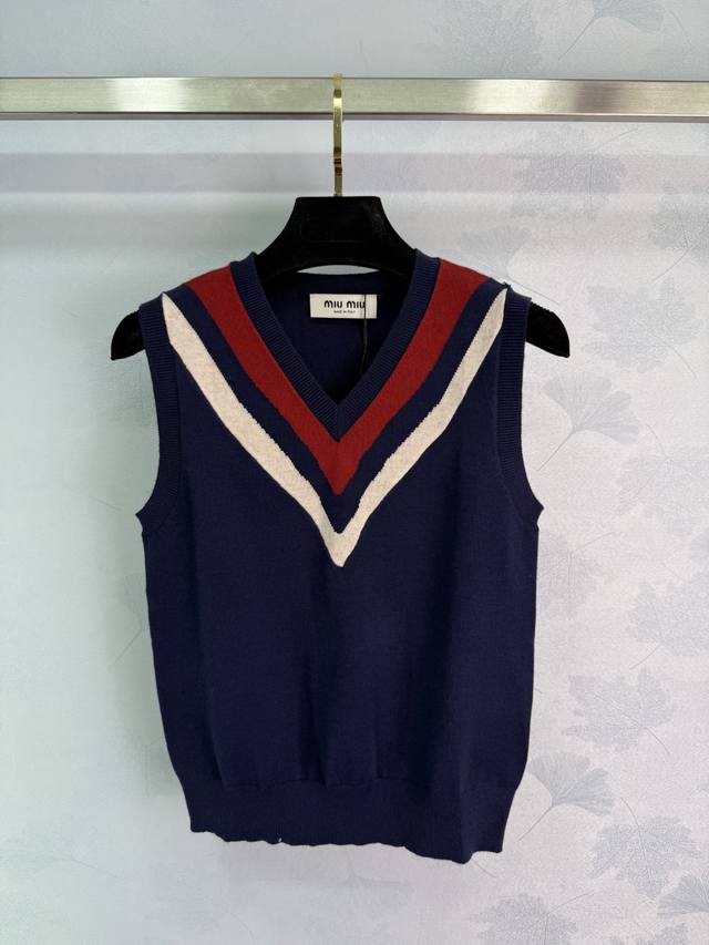 Miumi*2025 Spring and Summer latest series! College knitted vest! Custom wool ya
