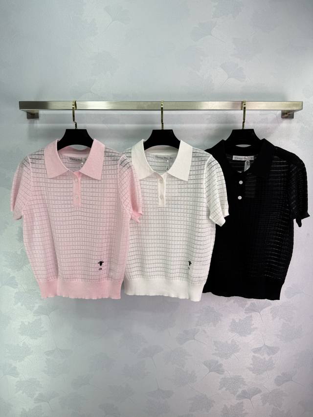 Dio* 2025 Spring and Summer New Series! Lapel horizontal and vertical pit knitte