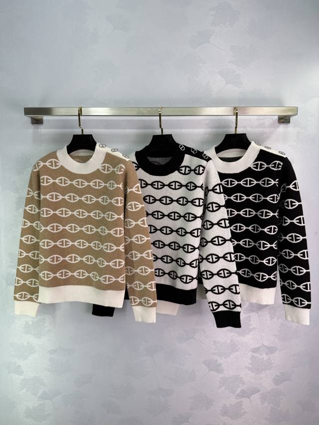 He*25 new round neck knitted long sleeve contrast jacquard pattern handsome and