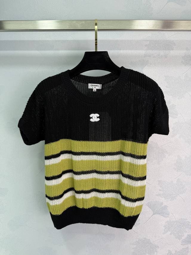 Chane* 2025 Spring and Summer latest series! Colorblock knitted short sleeves! C