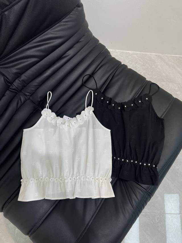Chane* Spaghetti-strap Camellia vest Customized Yb Imported cotton silk material