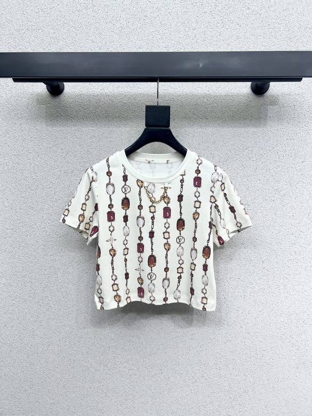 L's series of diamond print short-sleeved T-shirts are fashionable, low-key, lux