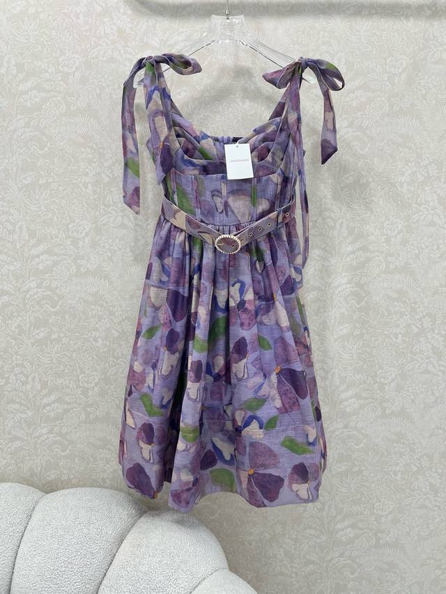 Zimmerman* Zimmerman 25 new grape purple fishbone short dress with straps and op